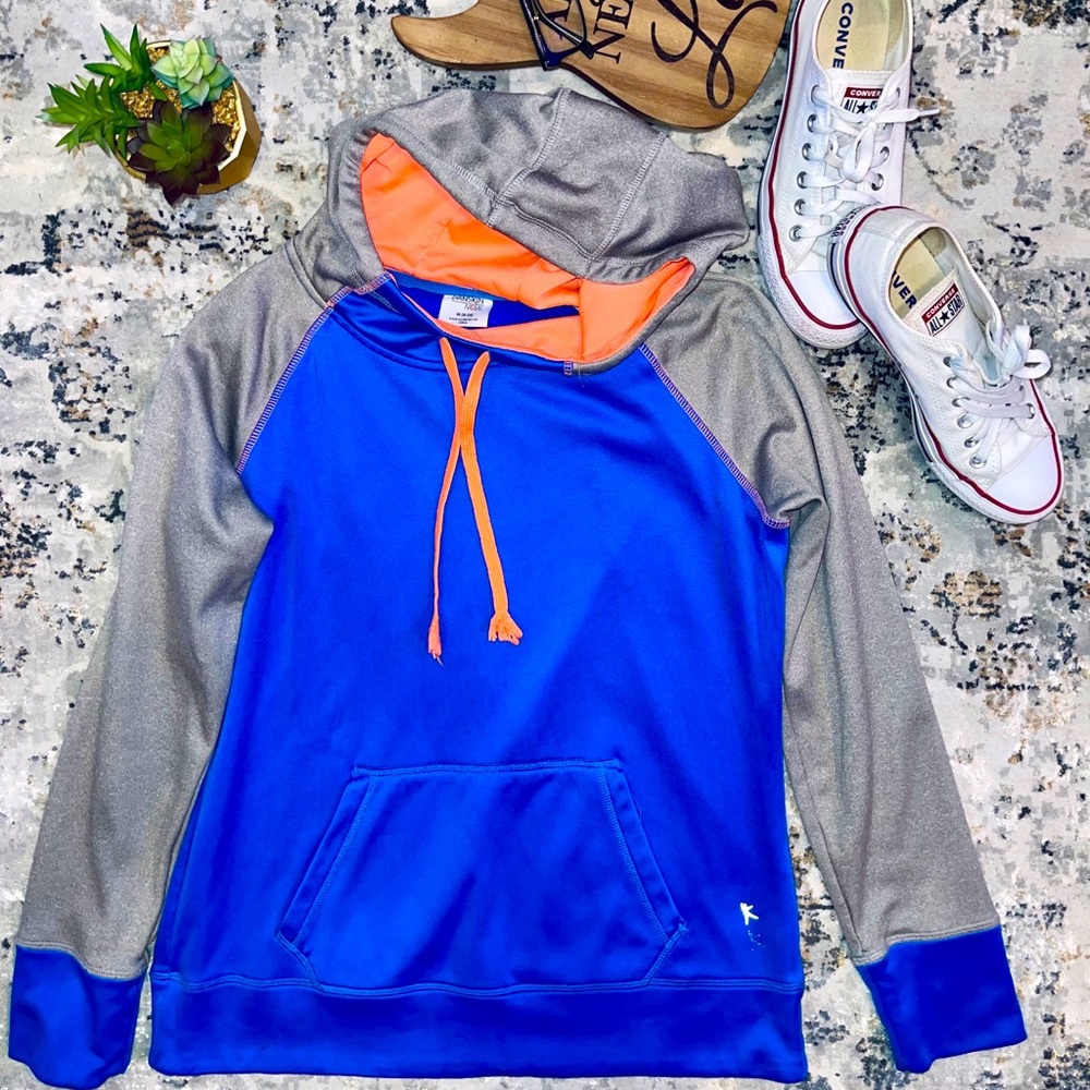 Blue Grey Neon trim Hoodie Med